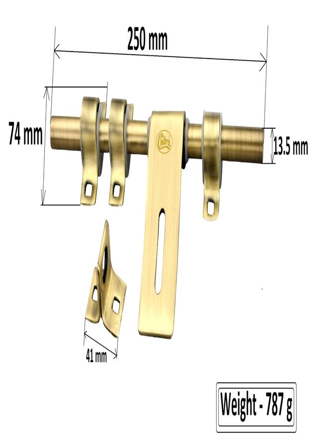 Chitra Wave Stainless Steel Heavy Door Fitting Accessories Full Set/Kit (1 Aldrop, 1 Latch, 2 Handles, 1 Tower Bolt and 1 Door Stopper) (10 Inch, Antique Brass) - Image 2